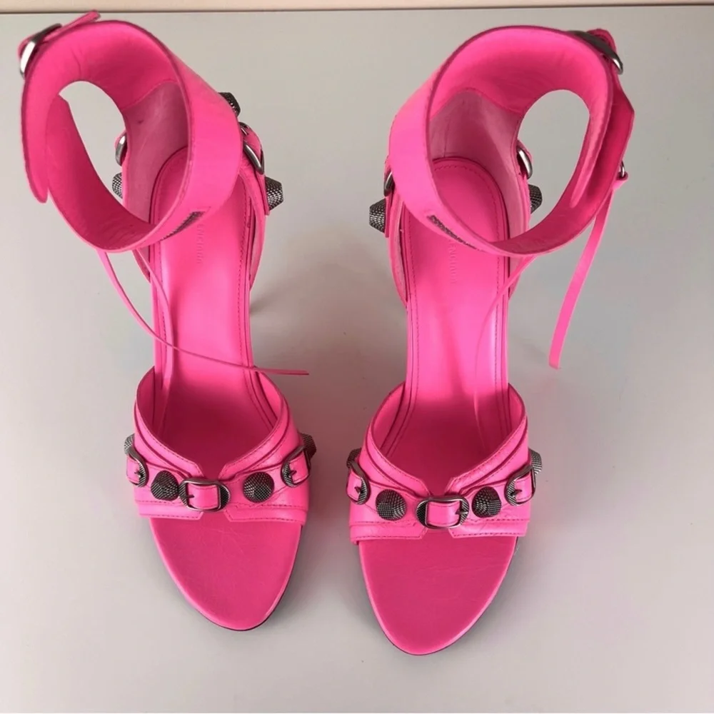 NEW BALENCIAGA REVOLVE PINK LEATHER SANDALS - Picture 14 of 16